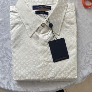 Louis Vuitton Ivory Patterned Men's Dress Shirt